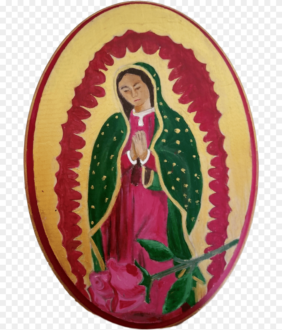 Decor Wall Hanging Virgen De Guadalupe Oval Shaped Illustration, Pattern, Adult, Female, Person Png Image