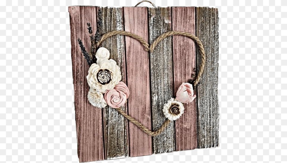 Decor Wooden Rope Heart Flowers Beautiful Love Twine Heart With Flowers, Accessories, Art, Collage, Wood Free Png Download