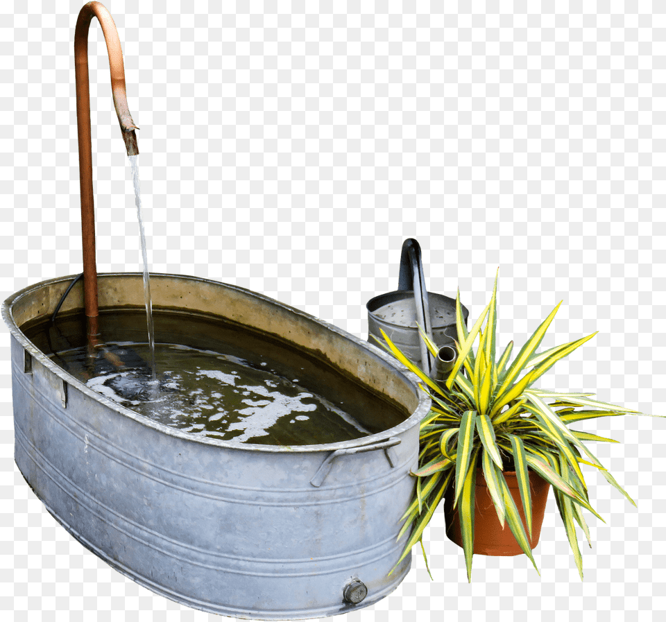 Decoracin Del Jardn Galvanized Tub Water Features, Plant, Bathing, Potted Plant, Hot Tub Png