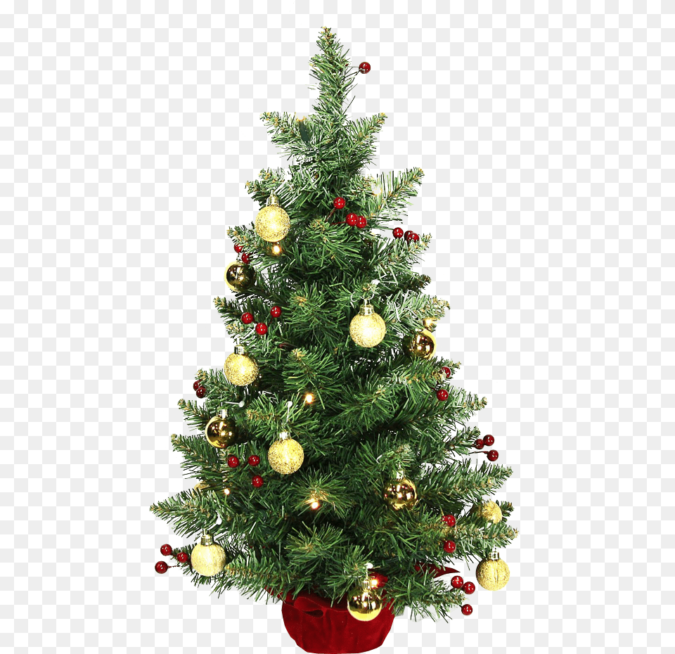 Decorated Christmas Tree No Background With Regard Table Top Christmas Tree With Lights And Ornaments, Plant, Christmas Decorations, Festival, Christmas Tree Free Png