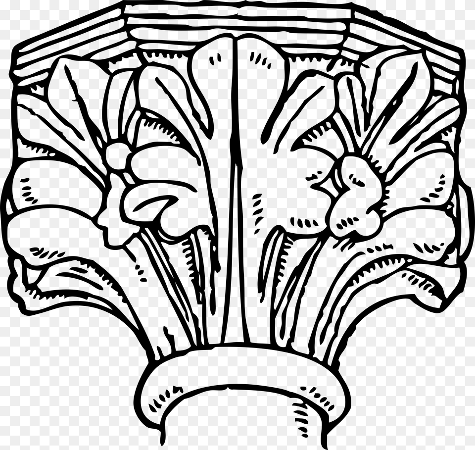 Decorated Gothic Capital Clip Arts Architecture Clip Art, Gray Free Png Download