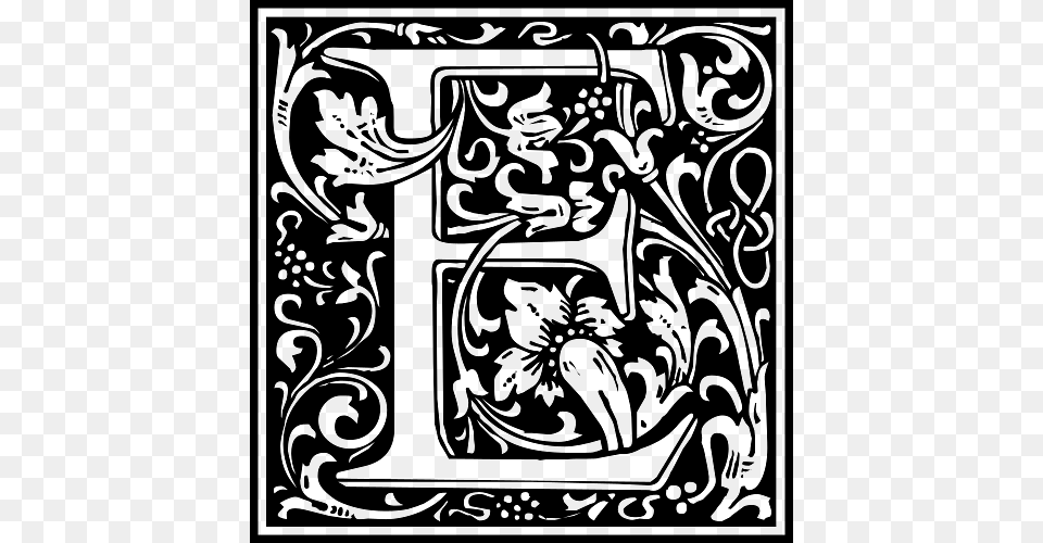 Decorated Letter E, Art, Floral Design, Graphics, Pattern Free Png