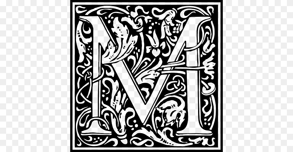 Decorated Letter M, Pattern, Art, Graphics, Floral Design Png