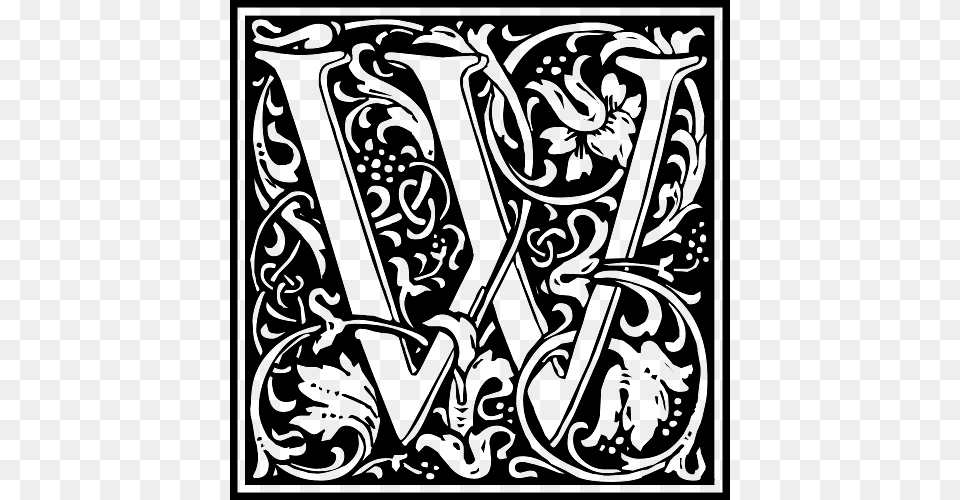 Decorated Letter W, Art, Floral Design, Graphics, Pattern Png