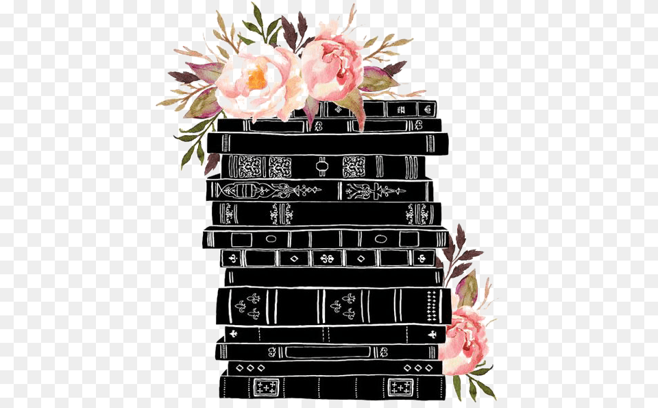 Decoration Books Illustration Watercolor Book Black Book And Flowers Watercolor, Art, Pattern, Graphics, Floral Design Free Transparent Png