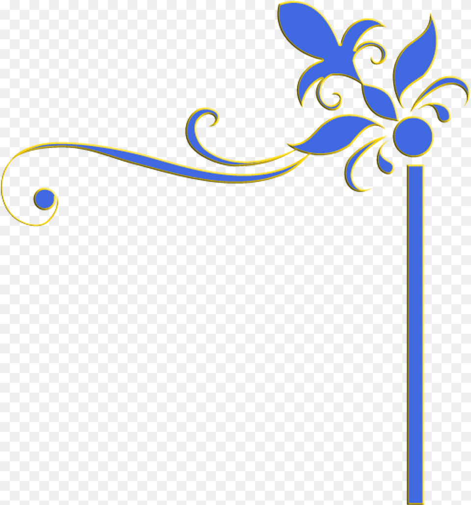 Decoration Border Edge Frame Blue Yellow Flowers Swirl Edge Border Design, Art, Floral Design, Graphics, Pattern Png Image