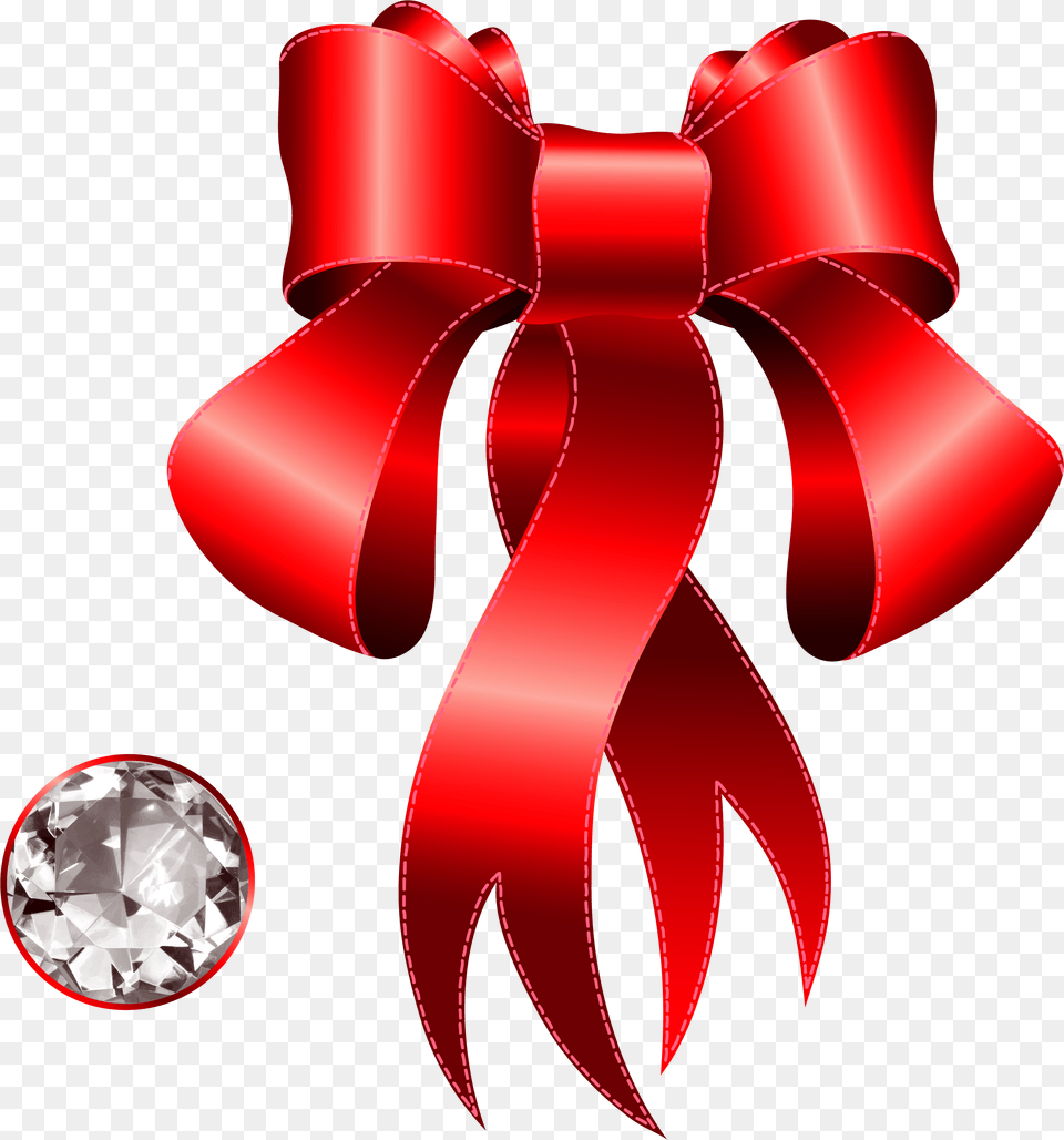 Decoration Clipart Ribbon Red Bow With Diamond, Accessories, Dynamite, Weapon, Jewelry Free Transparent Png