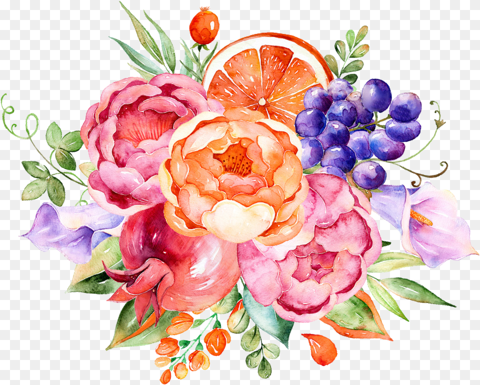 Decoration Flower Watercolor Fruit Flower In Water Color Flow, Art, Pattern, Floral Design, Graphics Free Transparent Png