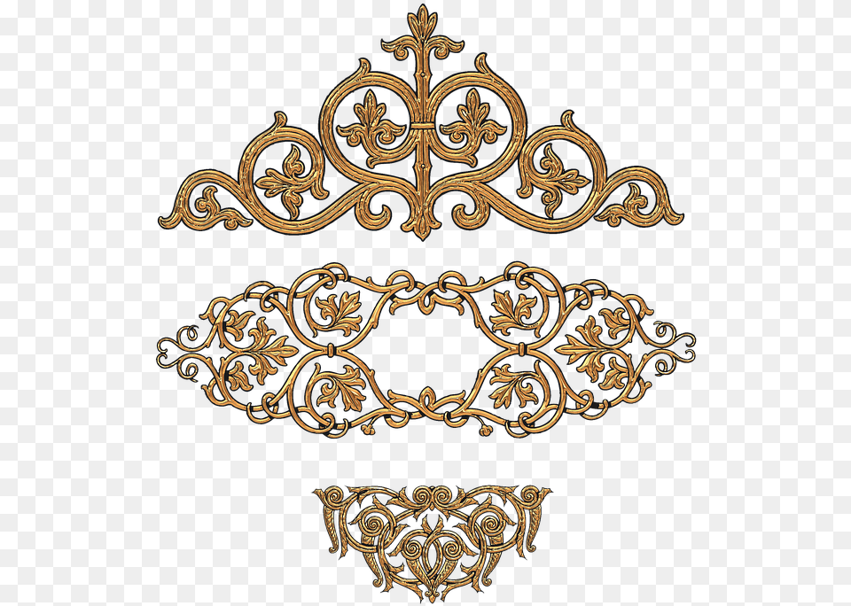 Decoration Gold 3 Image Motif Motif, Accessories, Pattern, Jewelry, Chandelier Free Png Download