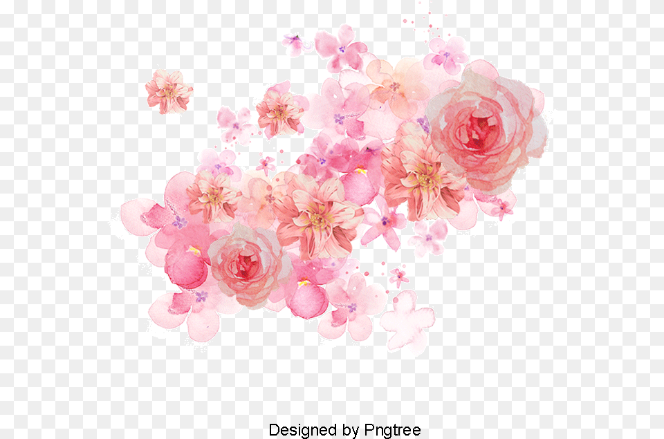Decoration Pink Flowers Hand Free Printables Flower Wall Art, Petal, Plant, Rose, Cherry Blossom Png Image