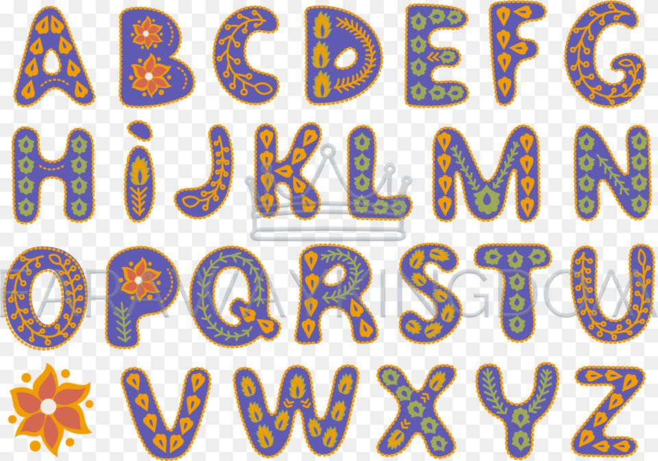 Decorative Alphabet Folk Vector Illustration Set, Pattern, Text Free Png