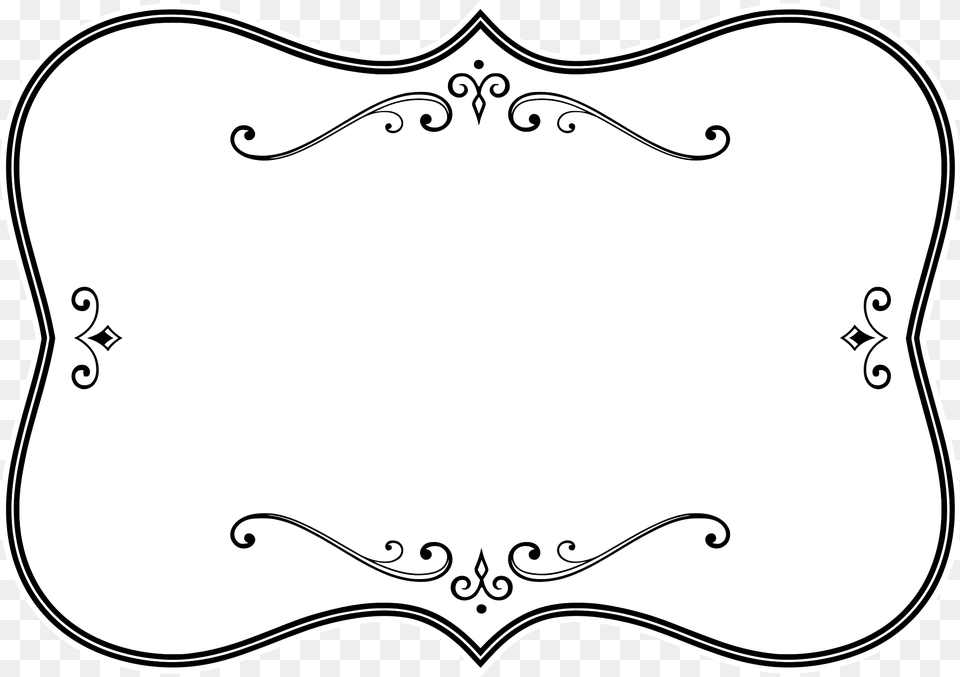 Decorative Black And White Flourish Frame Png Image