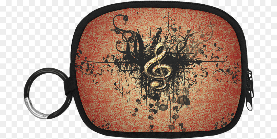 Decorative Clef With Floral Elements And Grunge Coin Handbag, Accessories, Bag, Purse Png