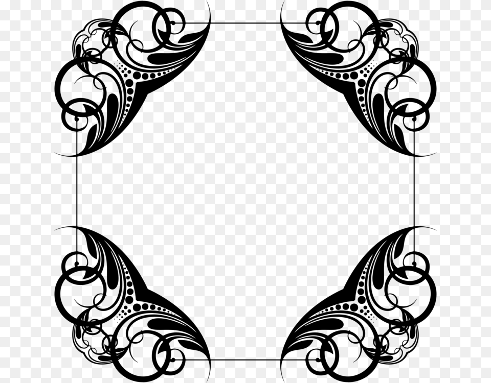 Decorative Corners Borders And Frames Ornament Encapsulated, Gray Free Png Download