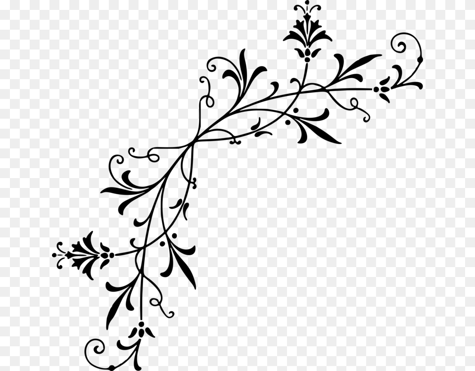 Decorative Corners Stencil Designs Black And White Drawing Twig, Gray Png