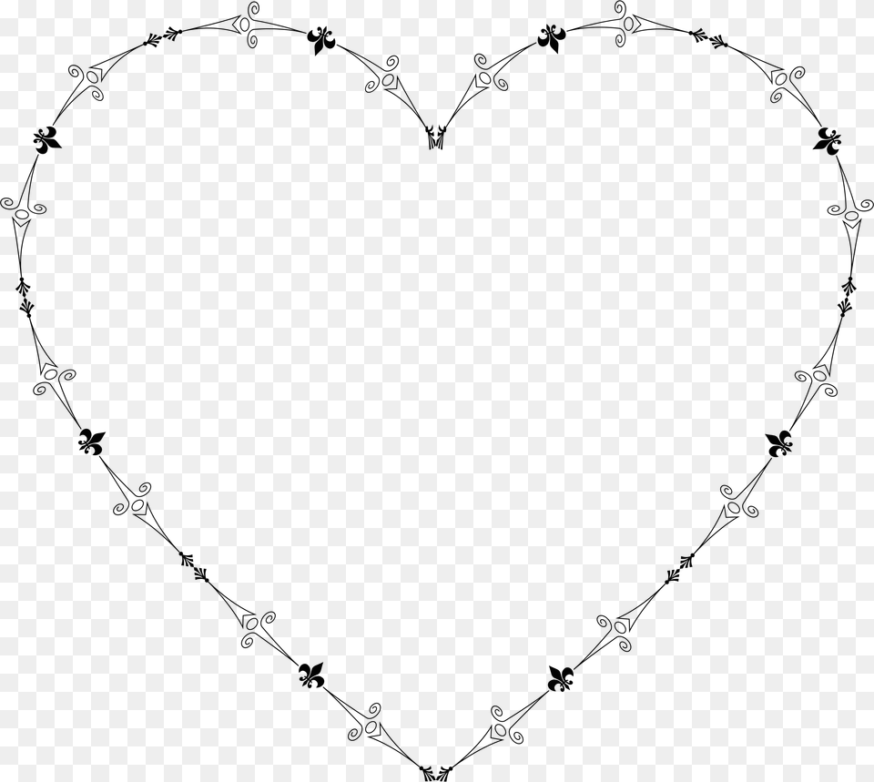 Decorative Flourish Heart 3 Clip Art Transparent Library Heart With Dotted Lines, Lighting, Racket, Silhouette Png