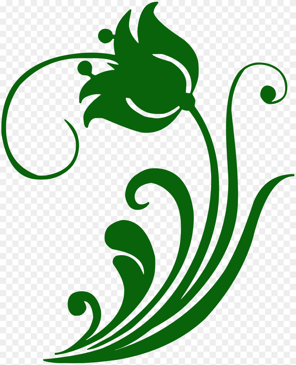 Decorative Flower Silhouette, Art, Floral Design, Graphics, Green Free Png Download