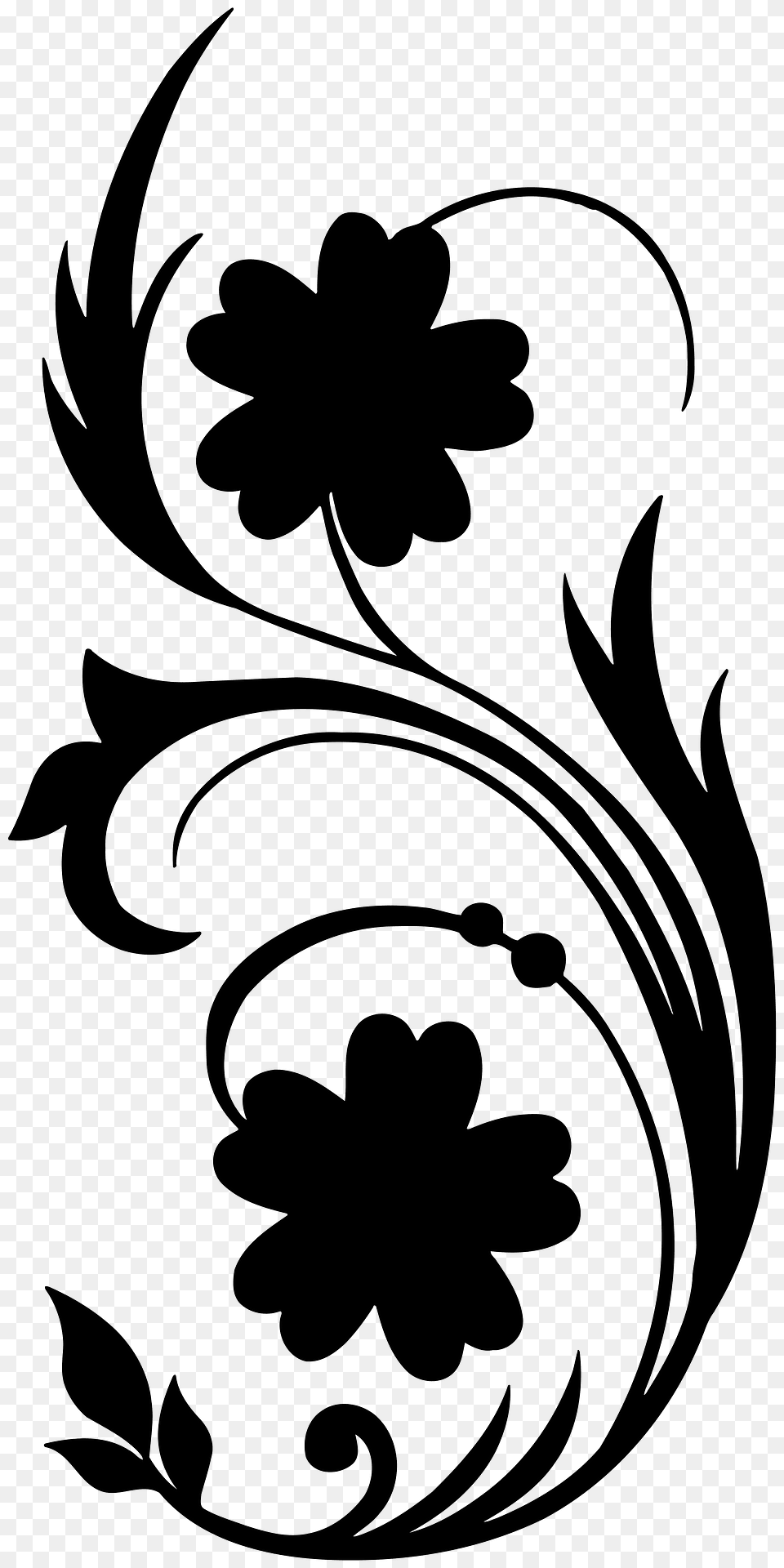 Decorative Flower Silhouette, Art, Floral Design, Graphics, Pattern Free Png Download