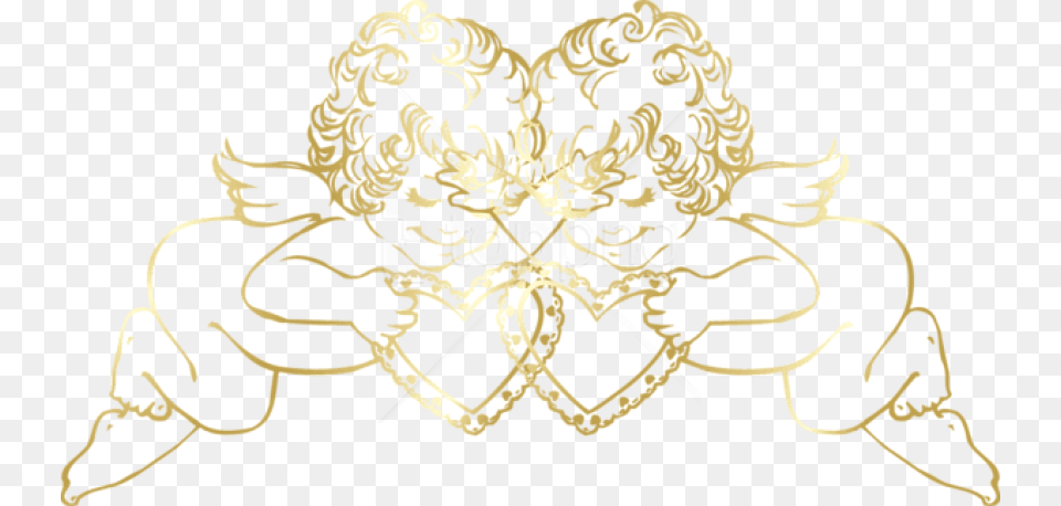 Decorative Gold Line Gold Angels, Baby, Person Free Transparent Png