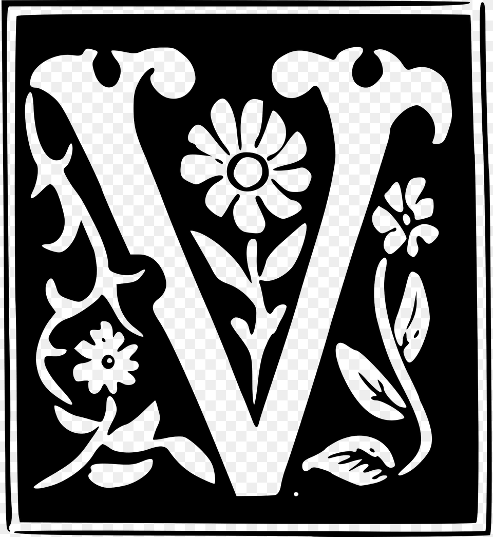 Decorative Letter V Clipart, Art, Floral Design, Graphics, Pattern Free Transparent Png