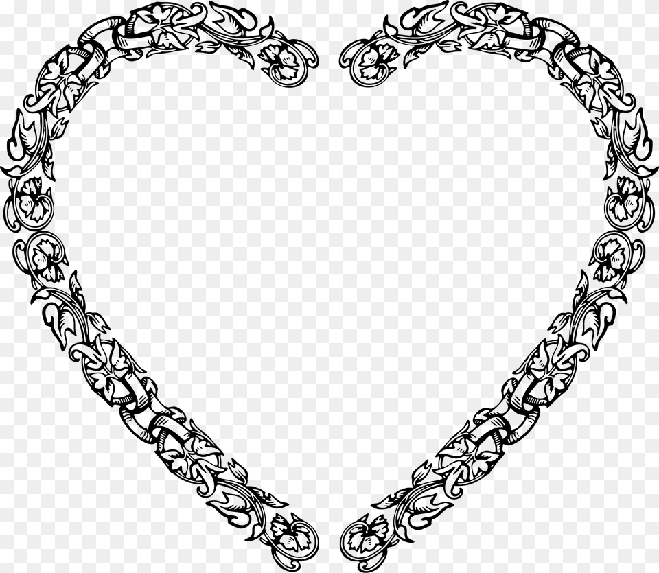 Decorative Line Dividers Heart Clip Art, Gray Free Png