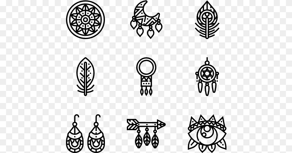 Decorative Lines Boho Icon, Gray Png Image
