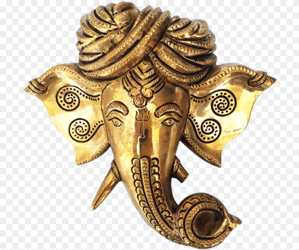 Decorative Lord Ganesha Face Wall Hanging Brass Statue, Bronze, Accessories, Person, Brooch Free Transparent Png