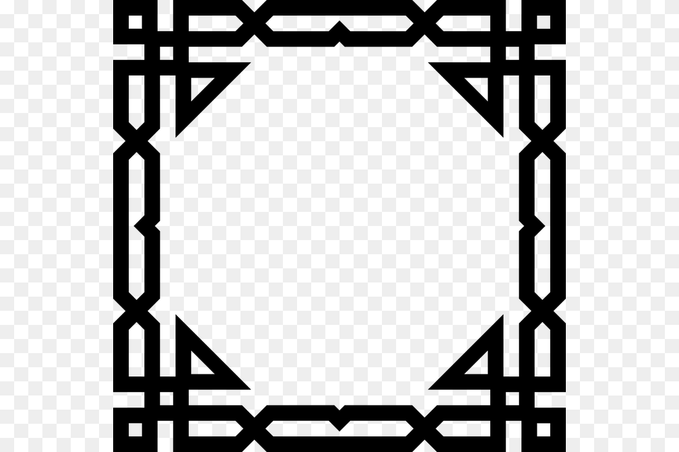 Decorative Ornamental Abstract Geometric Silhouette Islamic Frame, Gray Png Image