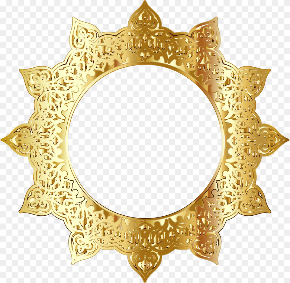 Decorative Ornamental Flourish Round Frame Border Golden Round Frame, Gold, Chandelier, Lamp, Accessories Free Png Download