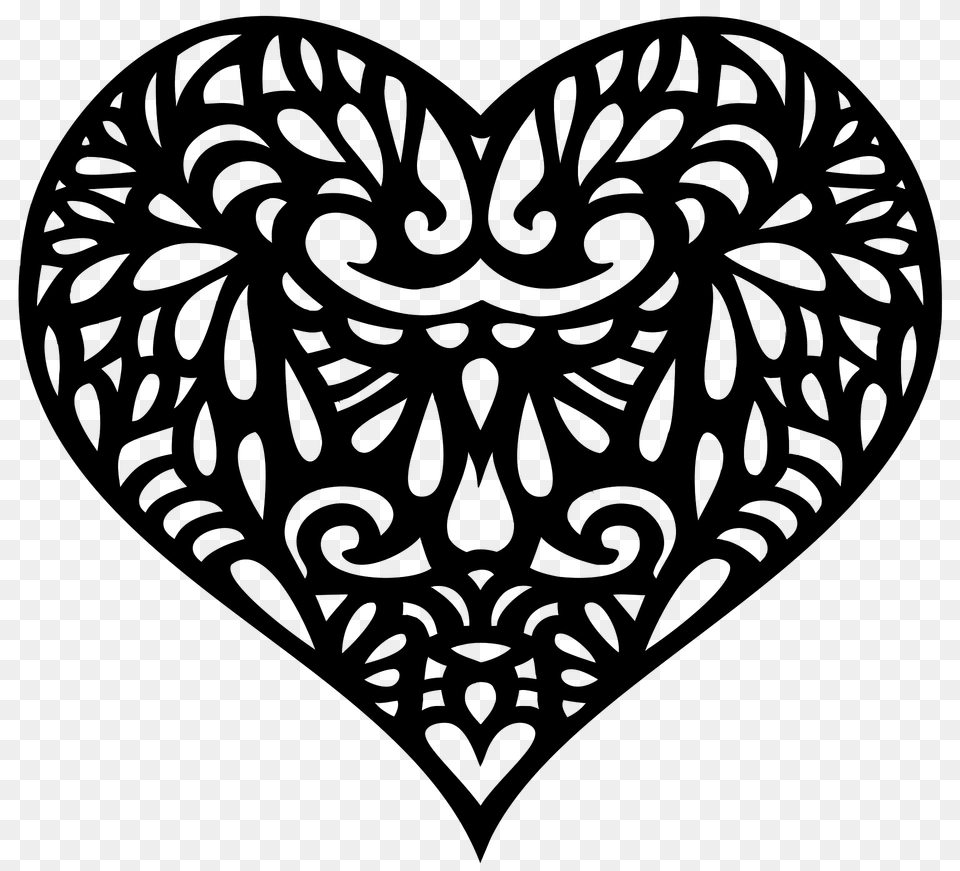 Decorative Ornamental Heart Silhouette, Pattern Png