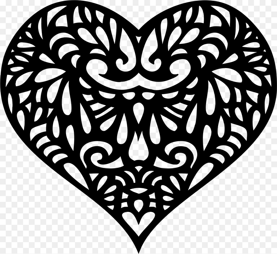 Decorative Ornamental Heart Silhouette Hearts Silhouette Clip Art, Gray Free Png Download
