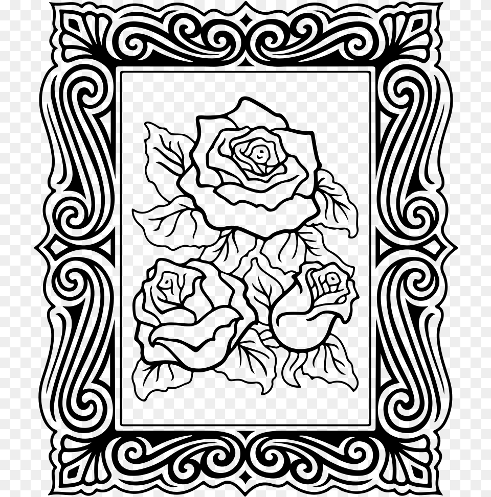 Decorative Rose Border Black And White Transparent Decorative Rose Border Black And White, Gray Free Png Download