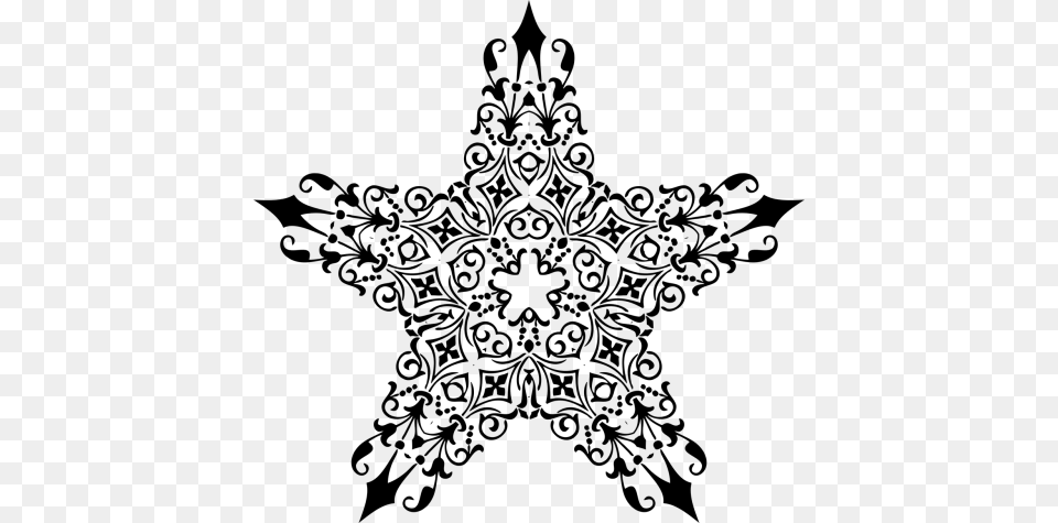 Decorative Star Black And White, Gray Png