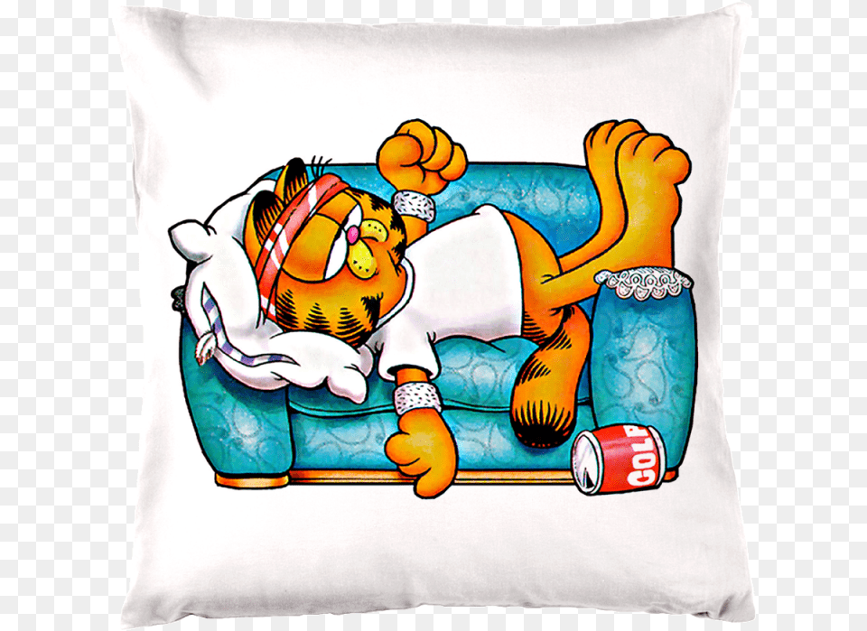 Decorative Throw Pillow Tired Garfield It39s Too Hot To Work, Furniture, Couch, Cushion, Home Decor Png
