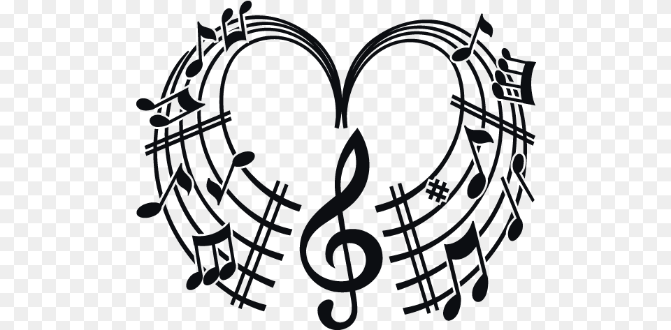 Decorative Vinyls Musical Heart Transparent Colourful Music Notes, Symbol Free Png Download
