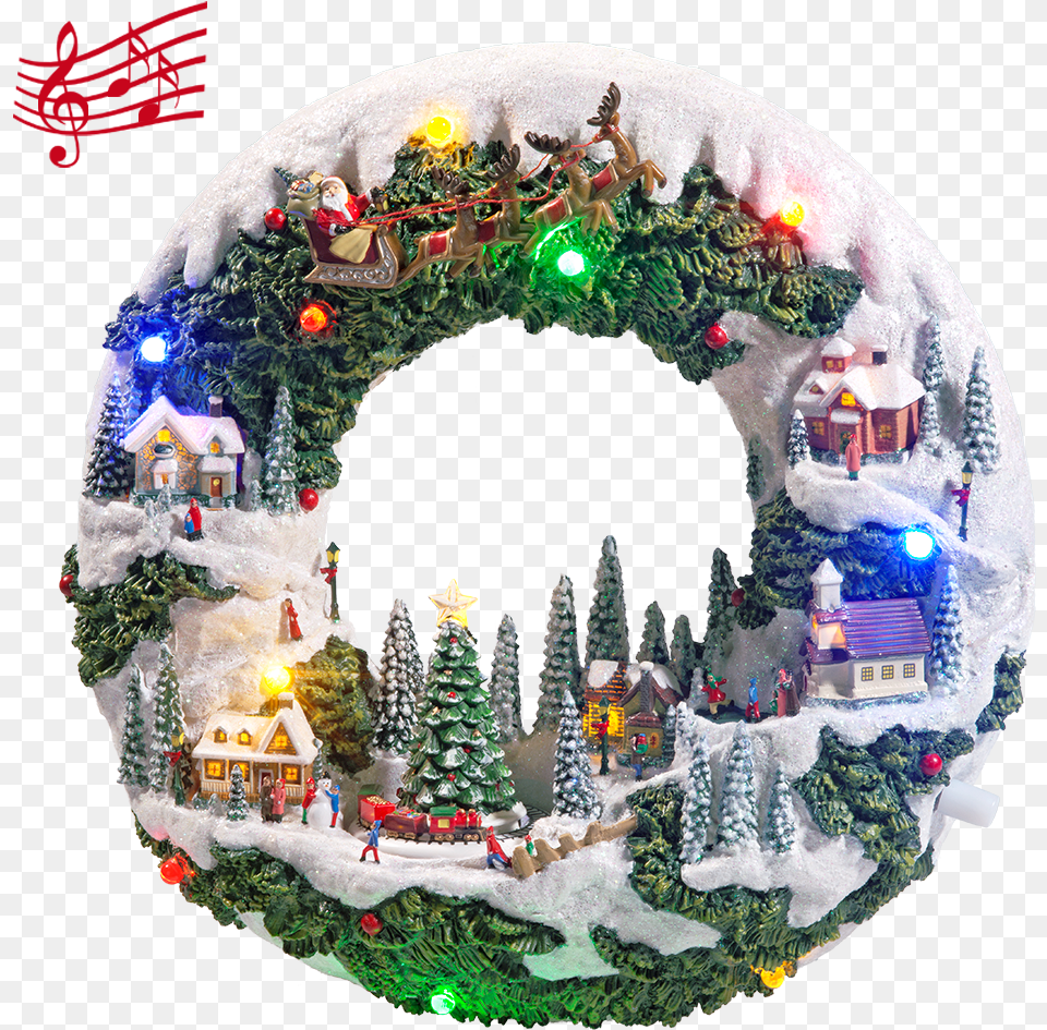 Decorative Wreath Winter Village Wreath, Christmas, Christmas Decorations, Festival Free Transparent Png