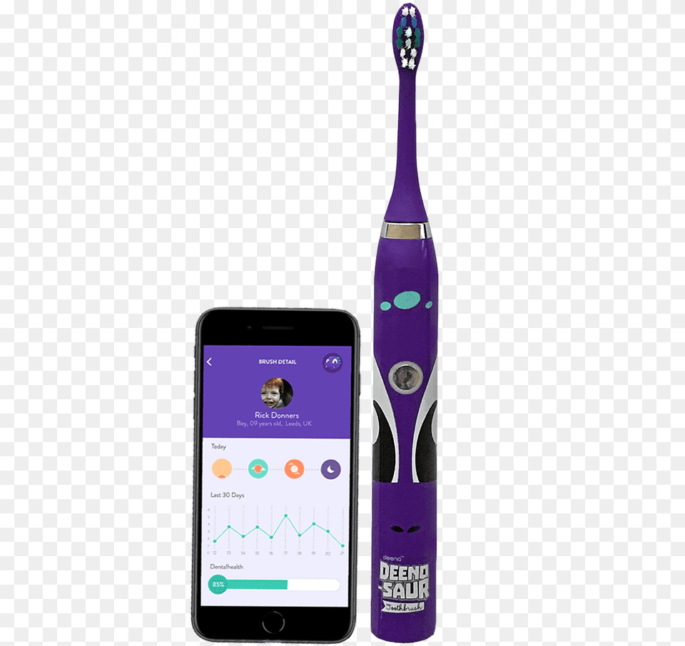 Deeno Saur Toothbrush Amp App Rewards Kids With In Game Smartphone, Brush, Device, Electronics, Mobile Phone Png Image