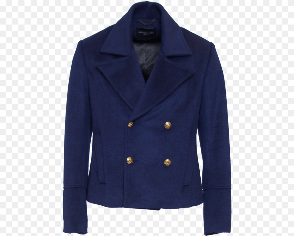 Deep Navy Fitted 6x6 Button Double Breasted Wool Short Formal Wear, Blazer, Clothing, Coat, Jacket Png Image