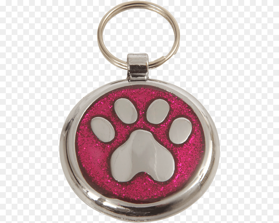 Deep Pink Paw Print Small 20mm Designer Dog Tag Shimmer Keychain, Accessories, Pendant, Jewelry, Locket Png Image