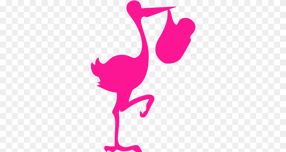 Deep Pink Stork With Bundle Icon Pink Stork Cartoon, Animal, Bird, Crane Bird, Waterfowl Png