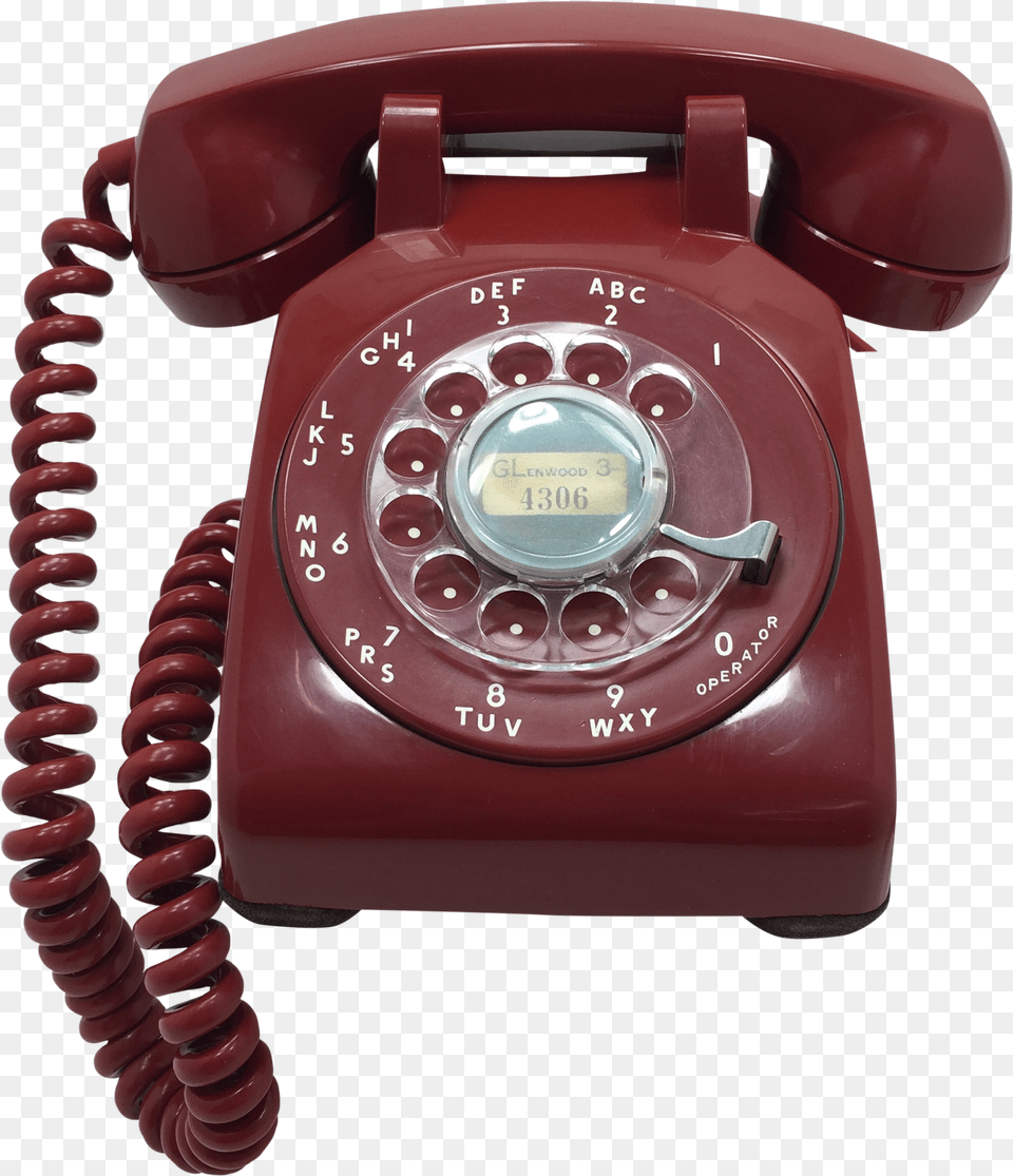 Deep Red Rotary Dial Phone Telephone, Electronics, Dial Telephone, Car, Transportation Png