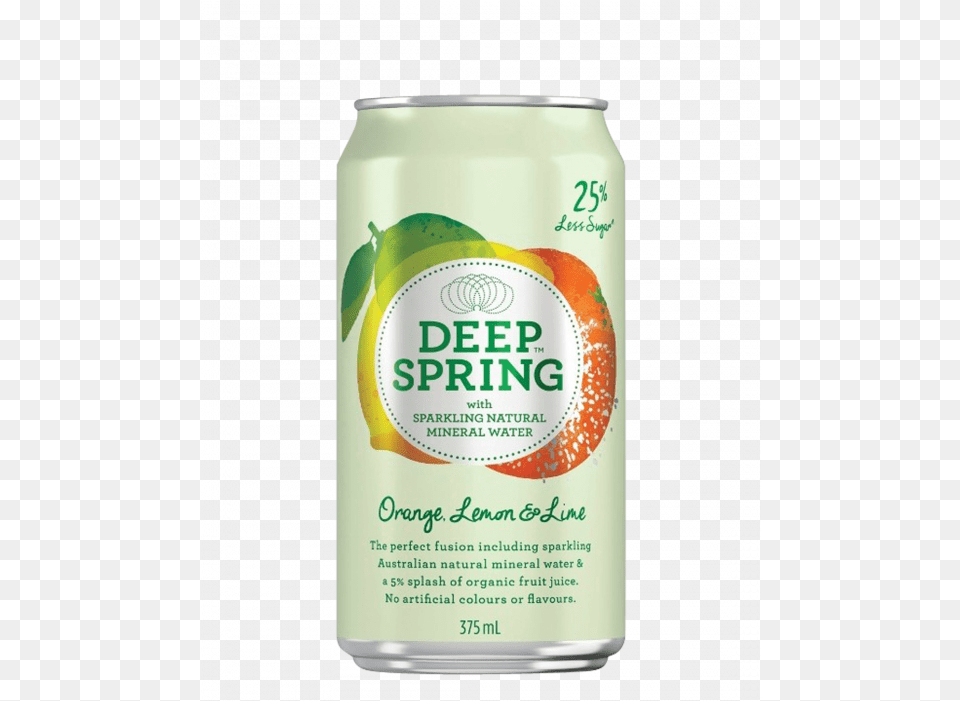 Deep Spring Lemon Lime Citrus 24 X 375ml Cans Deep Spring Mineral Water, Can, Tin, Beverage Free Png Download
