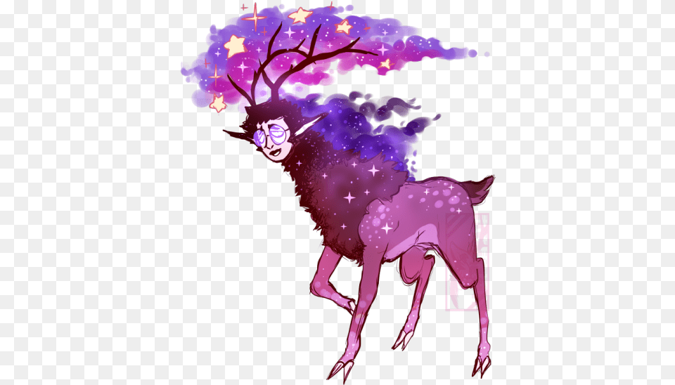 Deer, Art, Graphics, Purple, Person Free Png