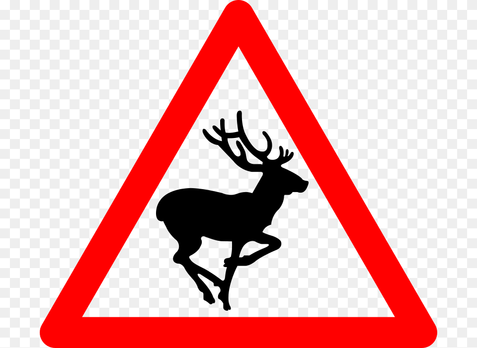 Deer, Sign, Symbol, Triangle, Road Sign Free Transparent Png