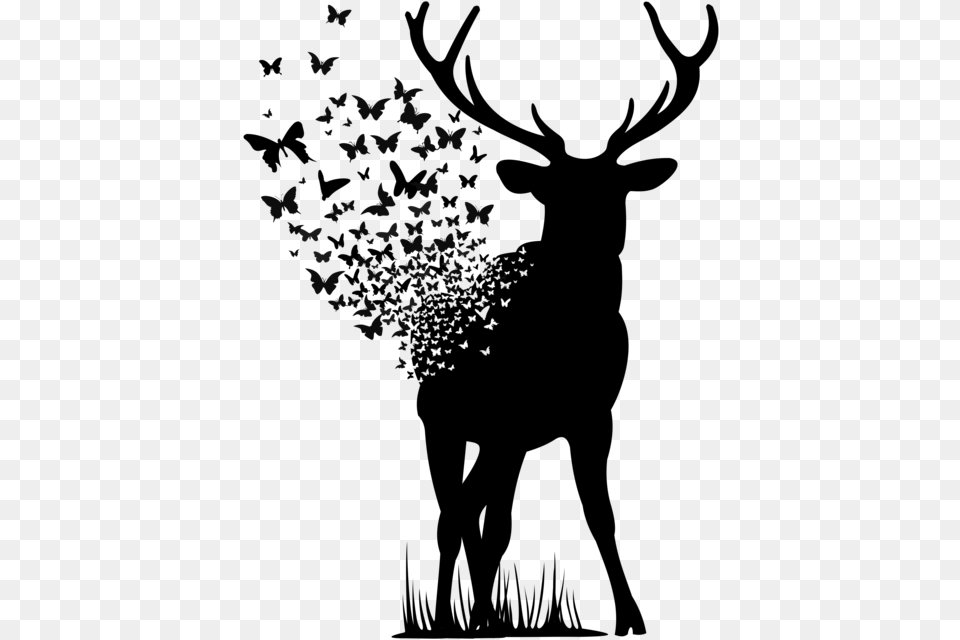 Deer And Butterfly, Outdoors, Nature, Astronomy, Moon Png