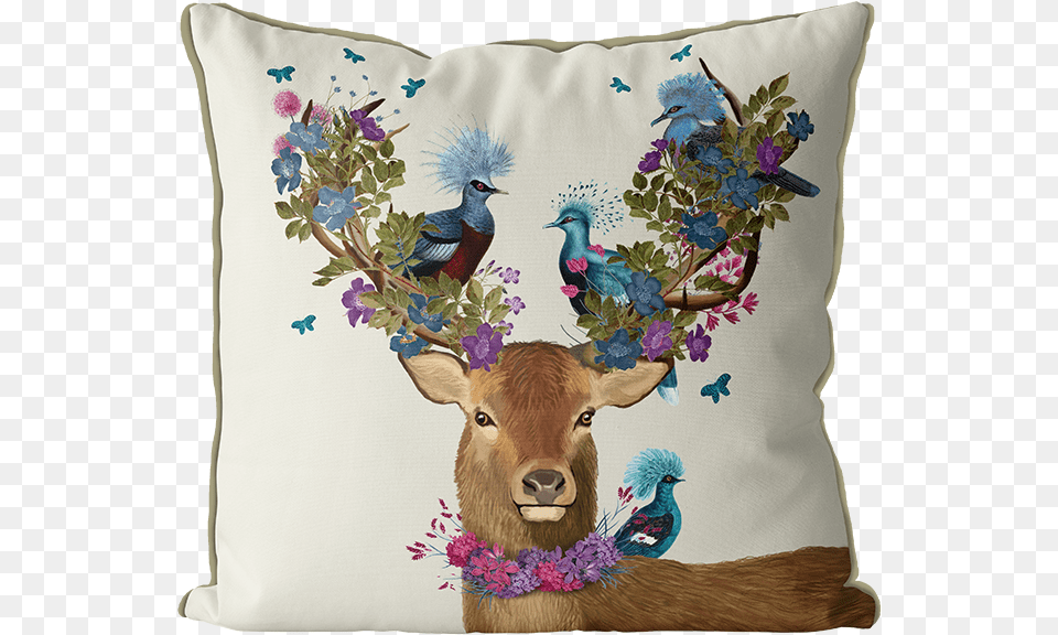Deer Bird Keeperblue Pigeons Pillow Cover Nina Campbell Wall Decal, Home Decor, Cushion, Pattern, Mammal Free Png