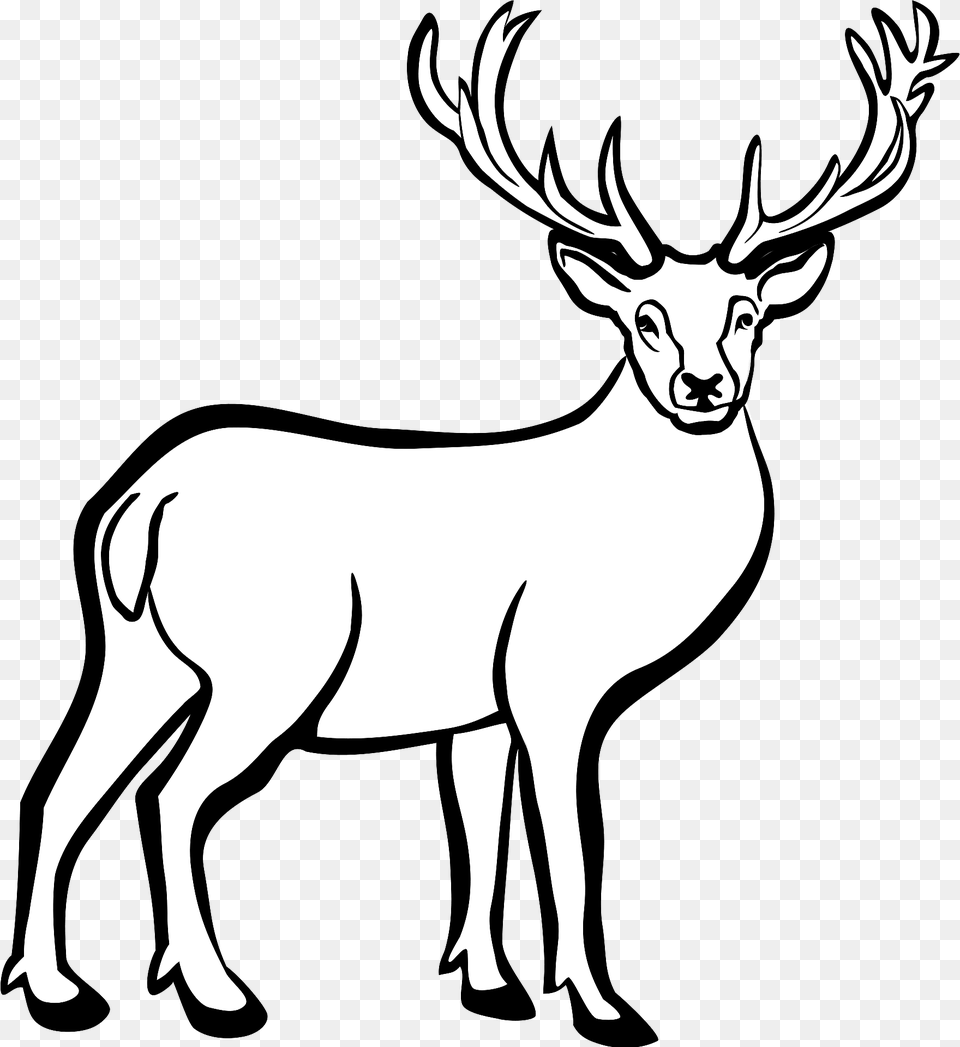 Deer Black And White Clipart, Animal, Elk, Mammal, Wildlife Png