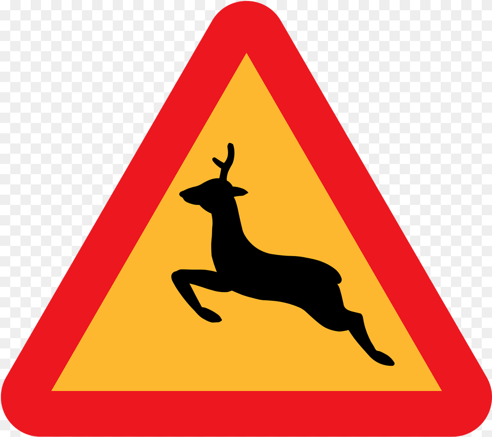 Deer Crossing Clipart, Sign, Symbol, Road Sign, Animal Png