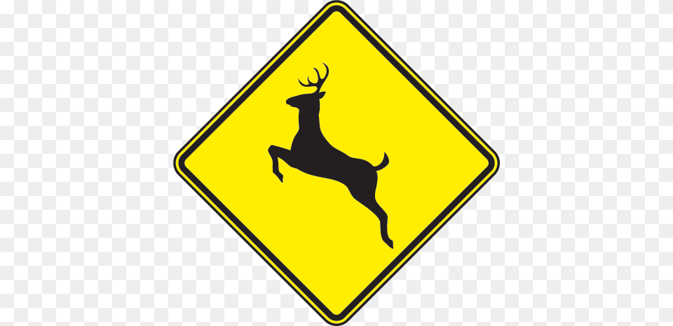 Deer Crossing Sign Traffic Signs And Symbols Deer, Symbol, Road Sign, Animal, Antelope Free Transparent Png