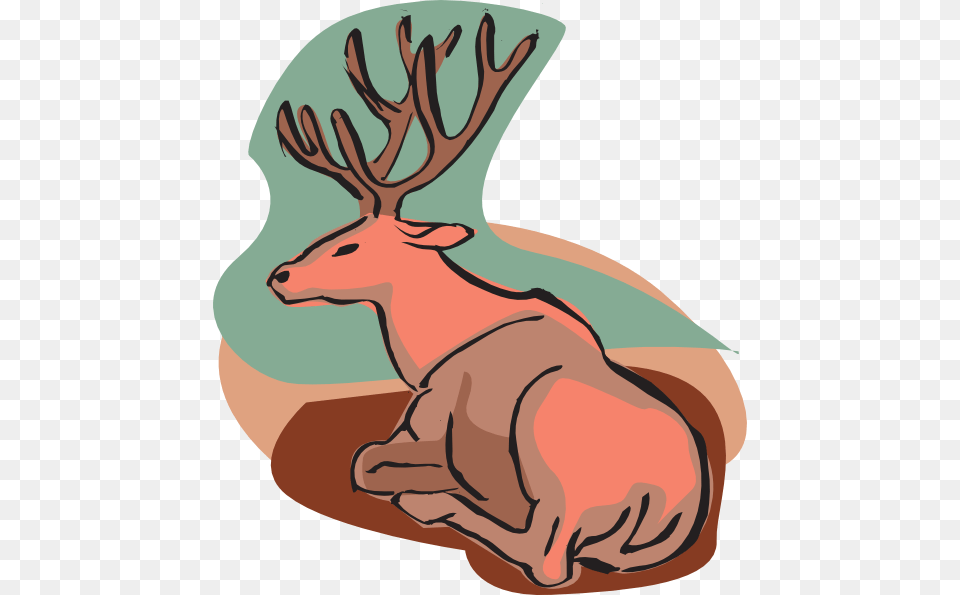 Deer Draw A Sitting Deer, Animal, Elk, Mammal, Wildlife Free Png